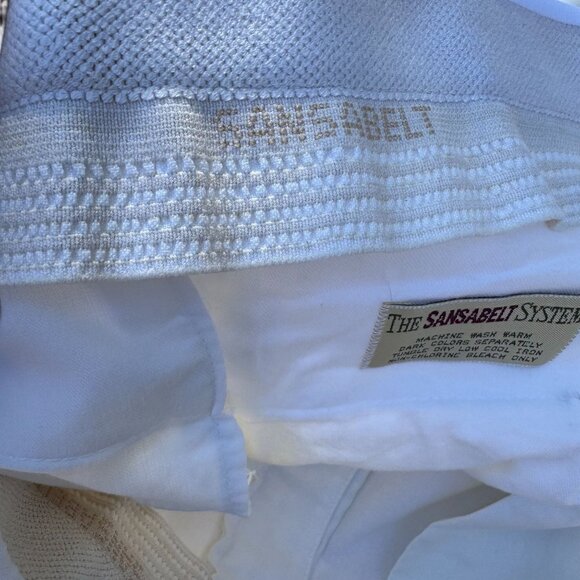 Sansabelt Vintage 70s 80s Mens White Flat Front Stretch Leisure Suit Pants 39 - Picture 4 of 11